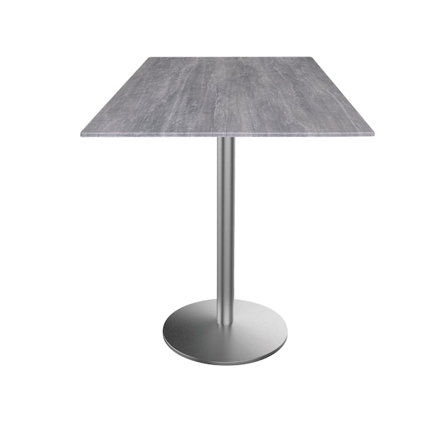 Holland Bar Stool Co 36 Tall OD214 St Steel Table Base w22 Dia foot and 32x32 Square Greystone Top, IndoorOutdoor OD214-2236SSODS32SQGryStn - main